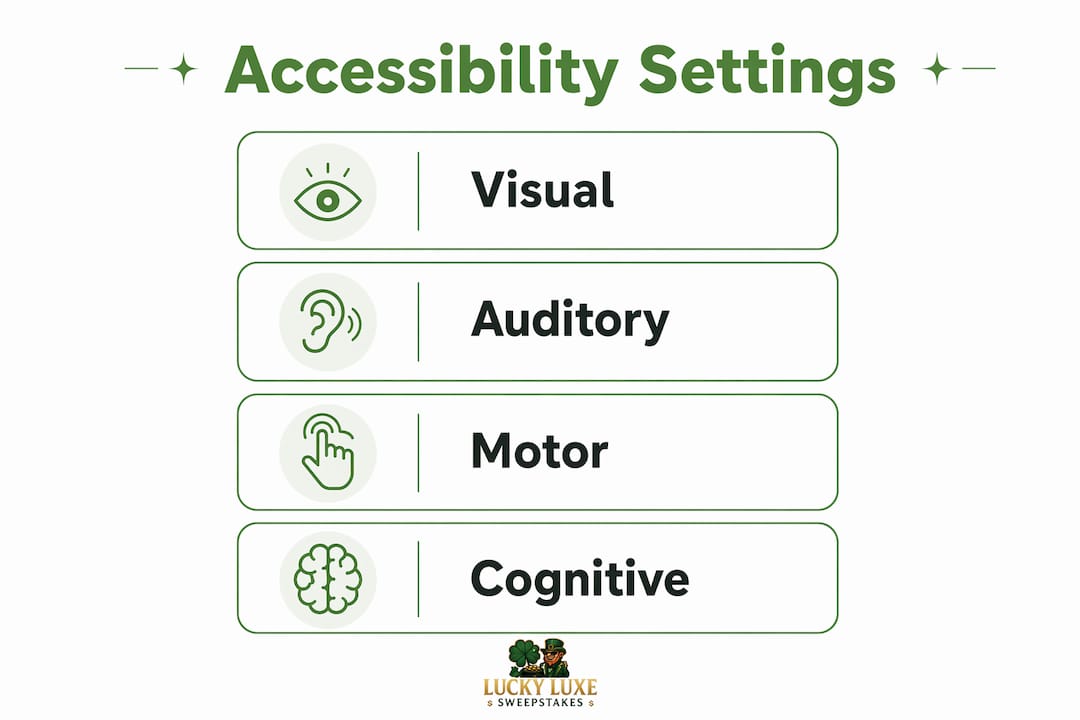 Infographic showing four core accessibility setting categories