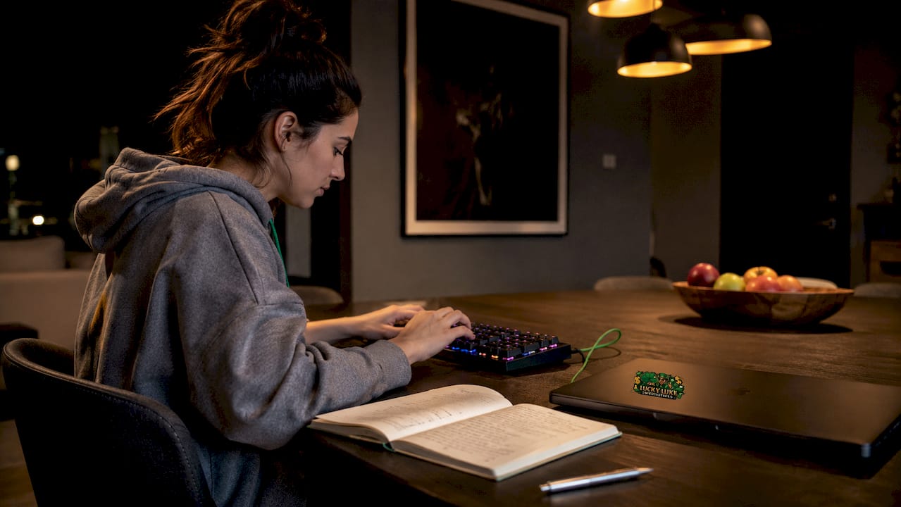Hands typing steps to change Gamertag on keyboard