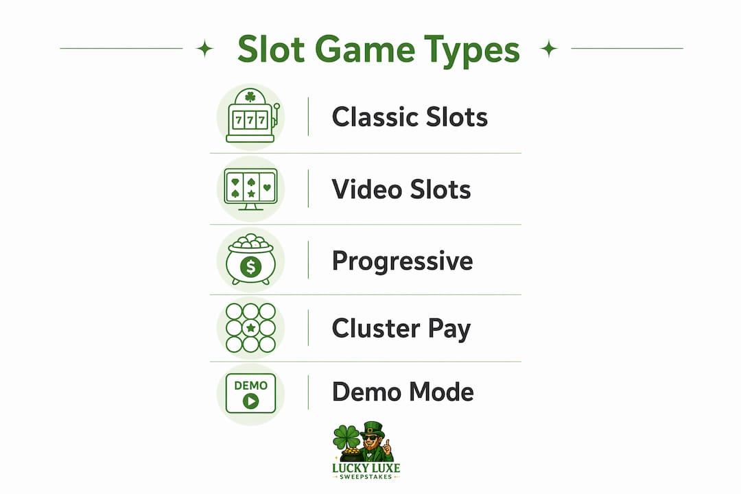 Infographic outlining main types of slot games