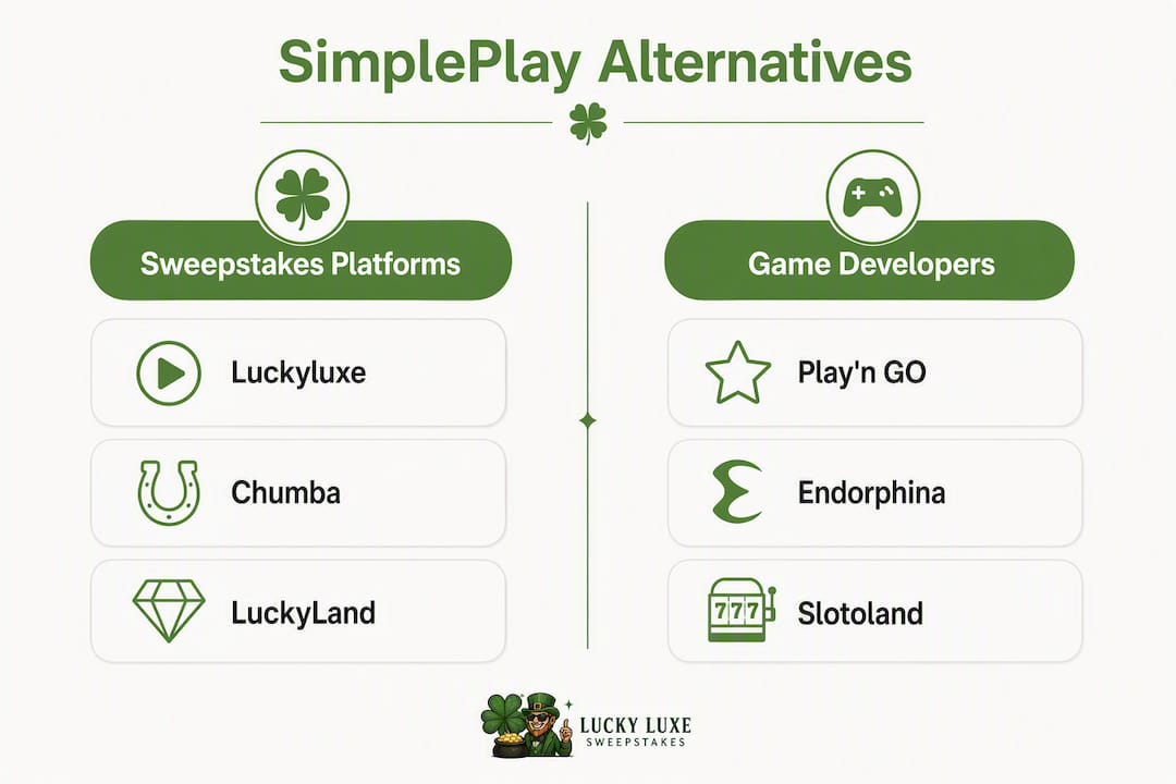 Infographic comparing SimplePlay alternatives by category