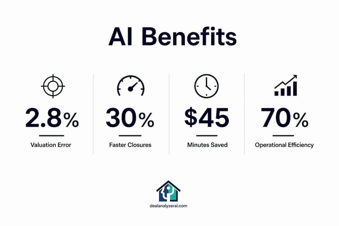 Infographic showing AI benefits statistics in real estate