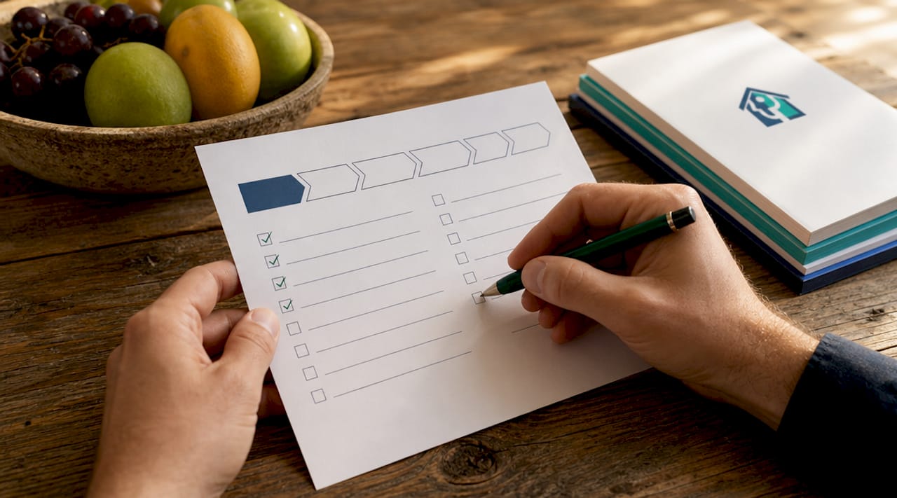 Hands ticking real estate deal pipeline checklist