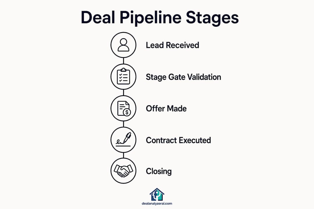Infographic displaying real estate deal pipeline stages