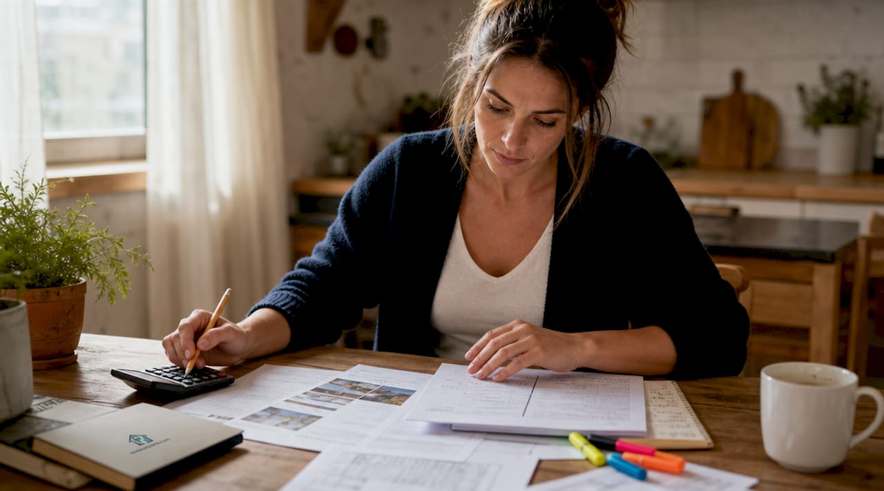Investor calculating property ARV at home desk