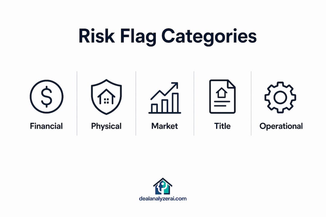 Infographic illustrating real estate risk flag categories