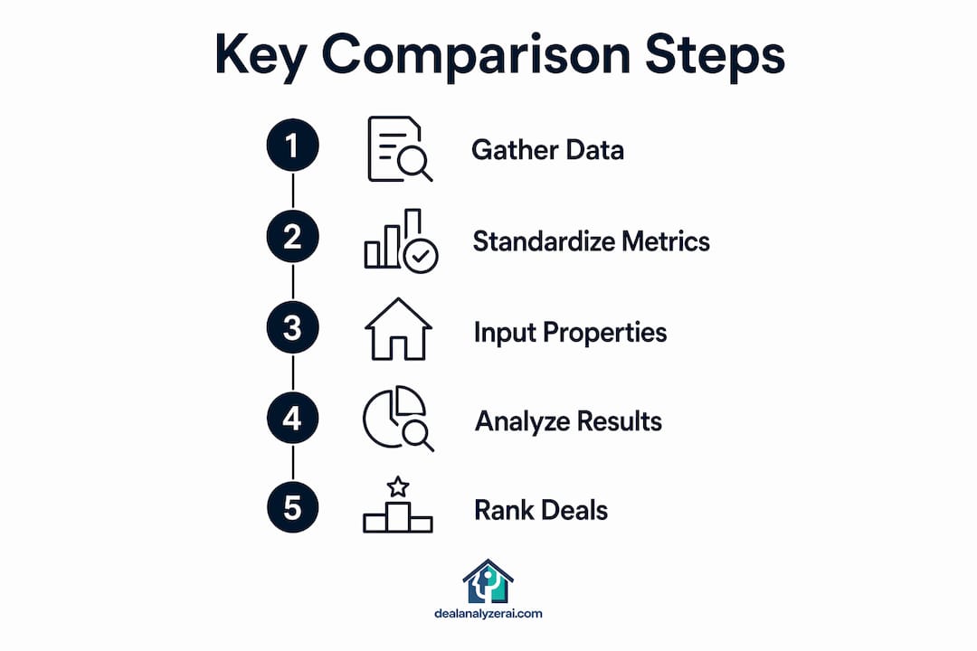 Infographic illustrating key steps in comparing properties