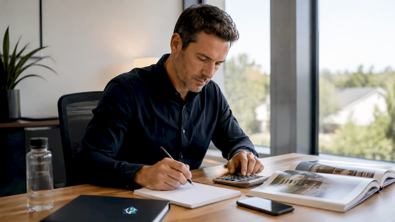 Investor calculating property offer costs