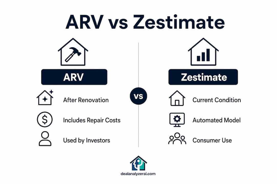 Infographic comparing ARV and Zestimate