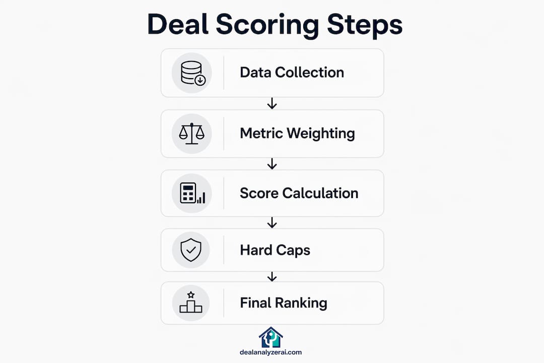 Infographic illustrating deal scoring process steps