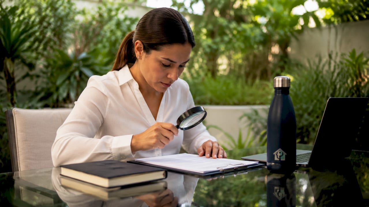 Hands inspecting legal property documents
