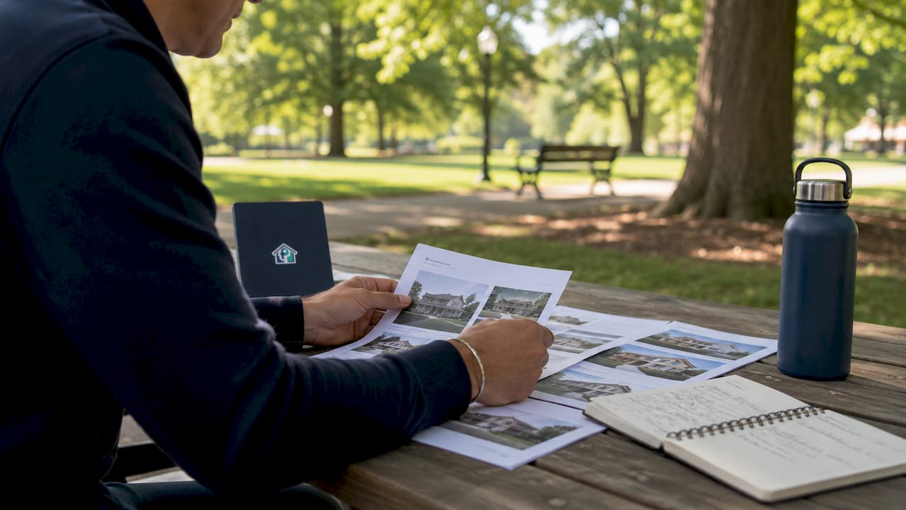 Hands reviewing property sales comparables papers