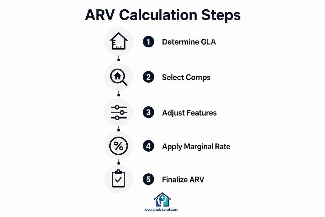 Infographic illustrating ARV calculation process steps