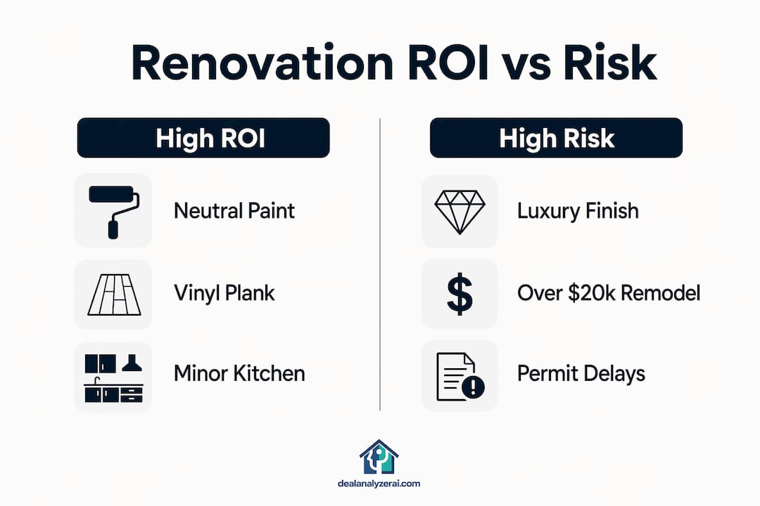 Infographic comparing renovation ROI and over-improvement risk
