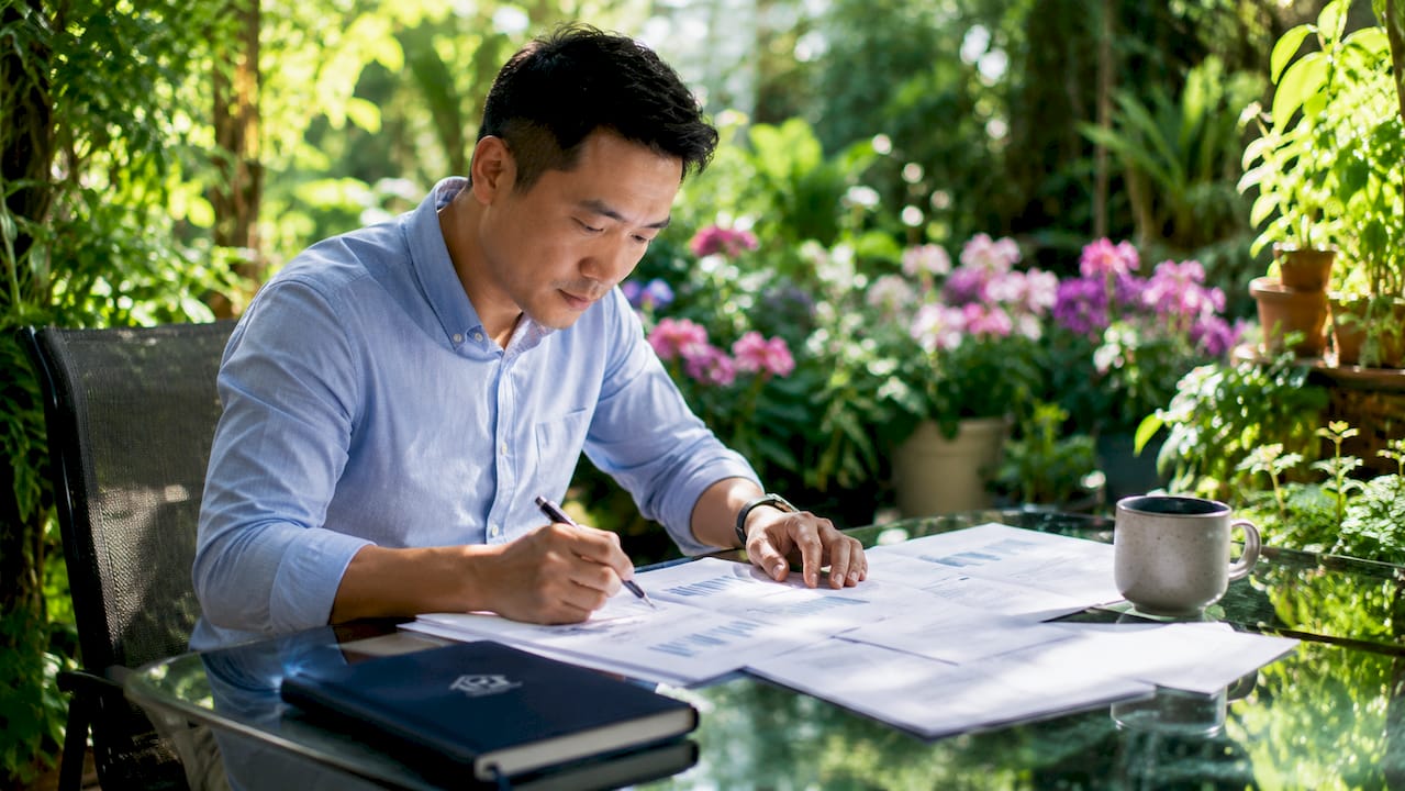 Investor reviewing AI-generated ARV reports at home desk