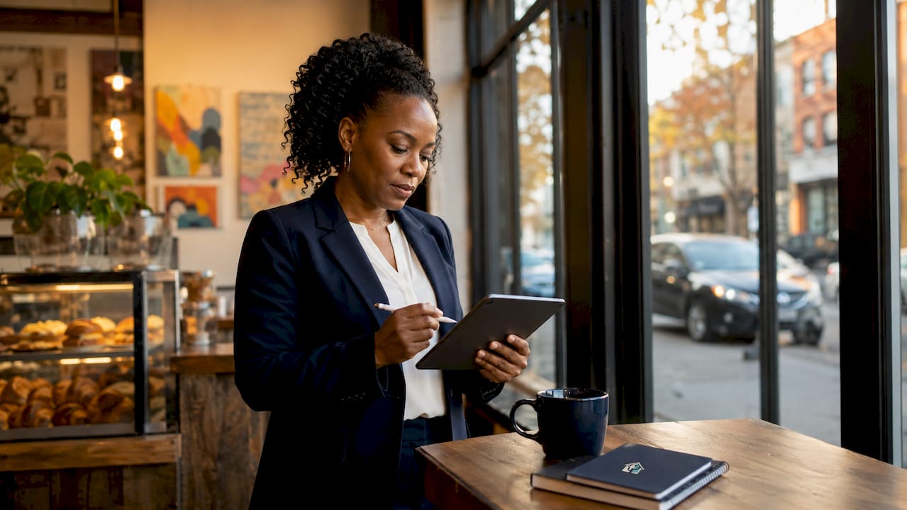 Appraiser using AI tools in modern office