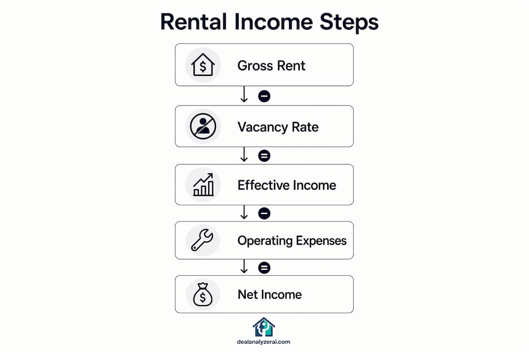Infographic illustrating rental income estimation steps