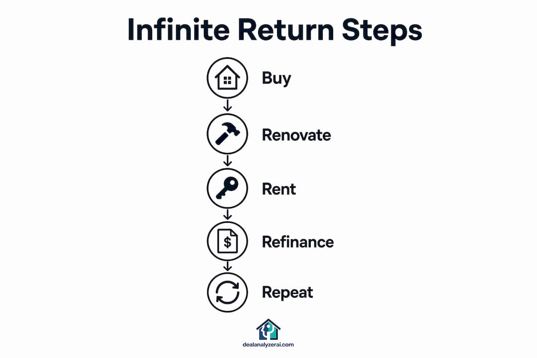 Infographic illustrating infinite return real estate steps