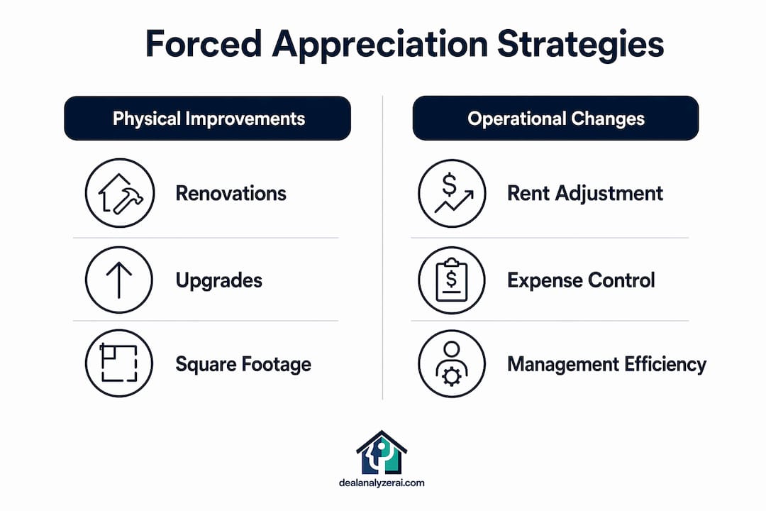 Infographic comparing forced appreciation strategies