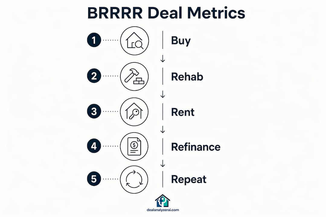 Infographic showing BRRRR investment stages