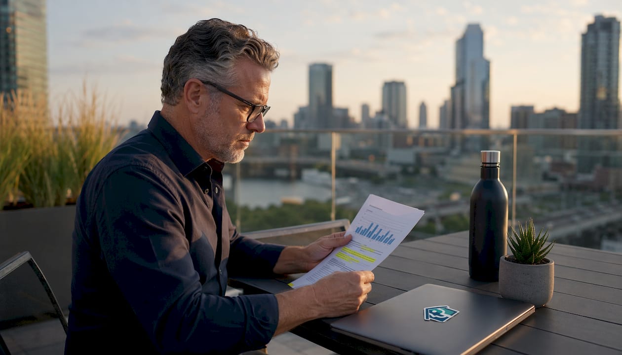 Investor reviewing risk analysis report