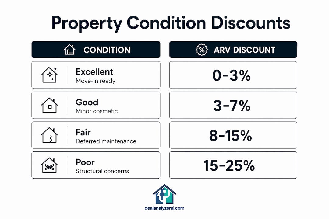 Infographic comparing property condition and ARV discounts