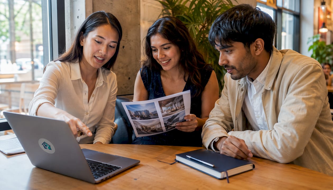 Team collaborating with AI property analysis tools