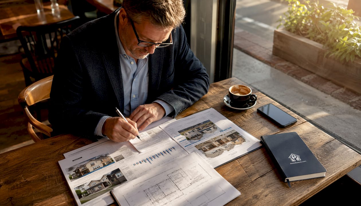 Investor reviewing property ARV papers