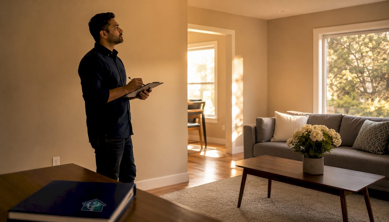Investor inspecting renovated home interior