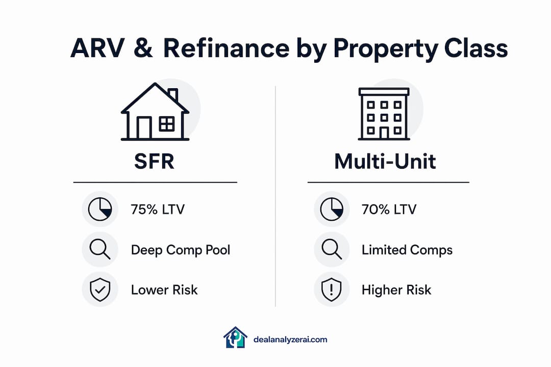 Infographic comparing ARV and refinance by property class