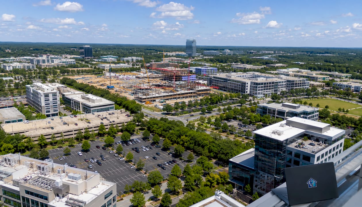 Aerial view of RTP real estate market area