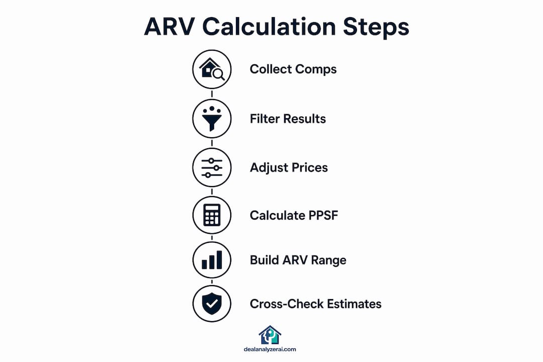 Infographic showing steps to calculate after repair value