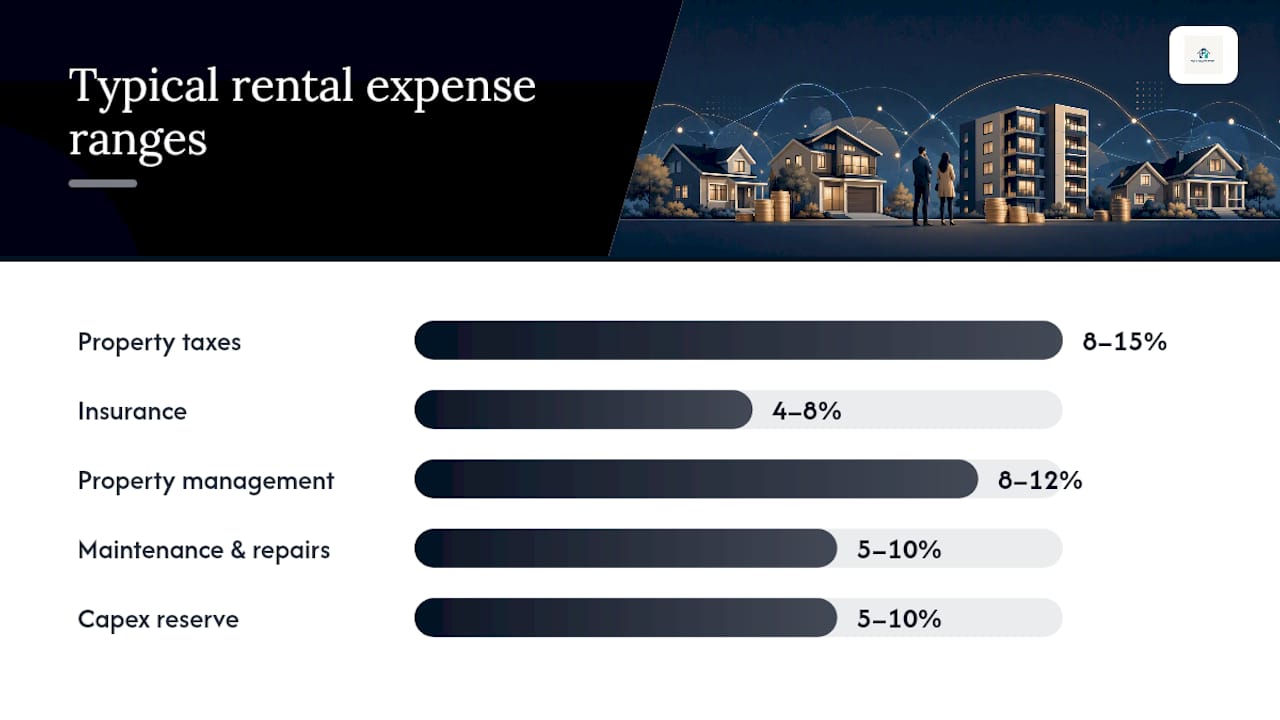 Diagram of rental property expense categories as percentages