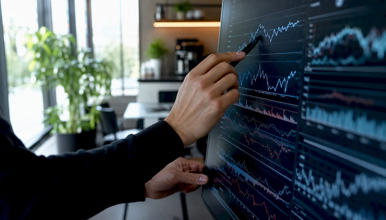 Hands adjusting real estate market timing model