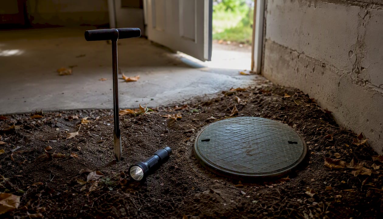 Inspection tools near underground oil tank access