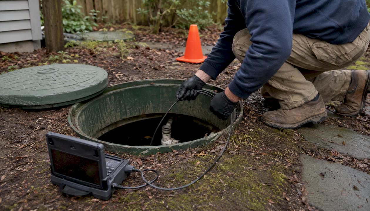 Septic tank lid removal for inspection