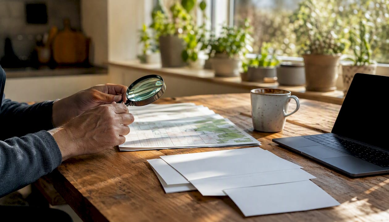 Investor examining real estate appraisal documents
