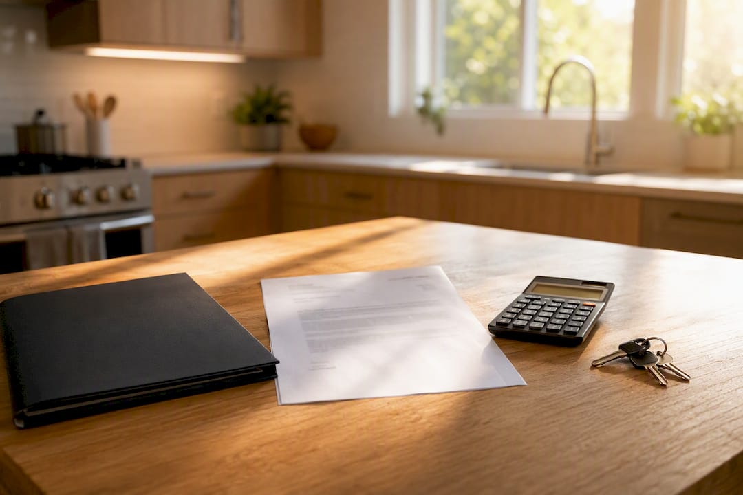 Mortgage folder and loan due notice on table