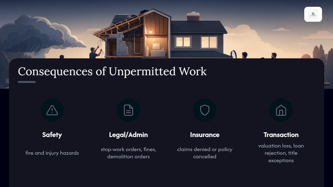 Diagram of five main risks of unpermitted construction