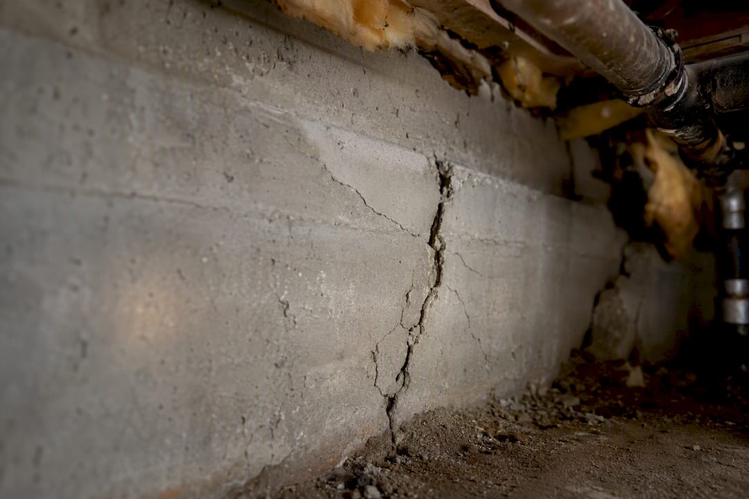 Cracked foundation wall detail