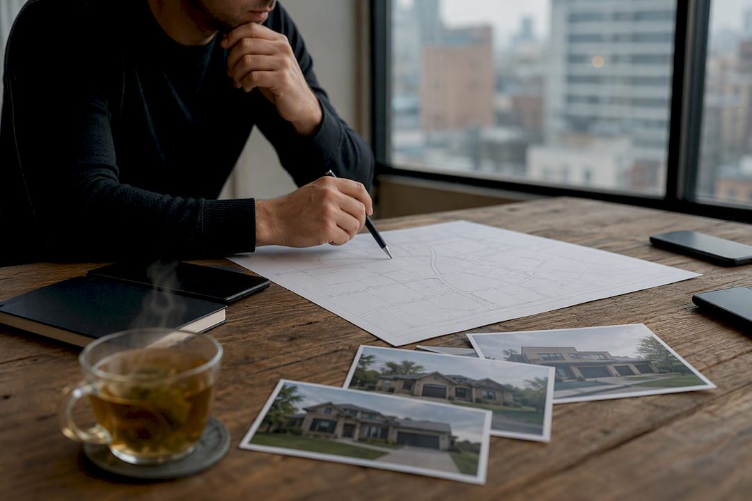 Table with maps and phones symbolizing comp analysis