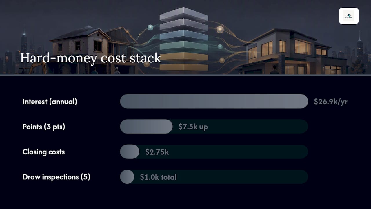 Hard money loan fees shown by cost category