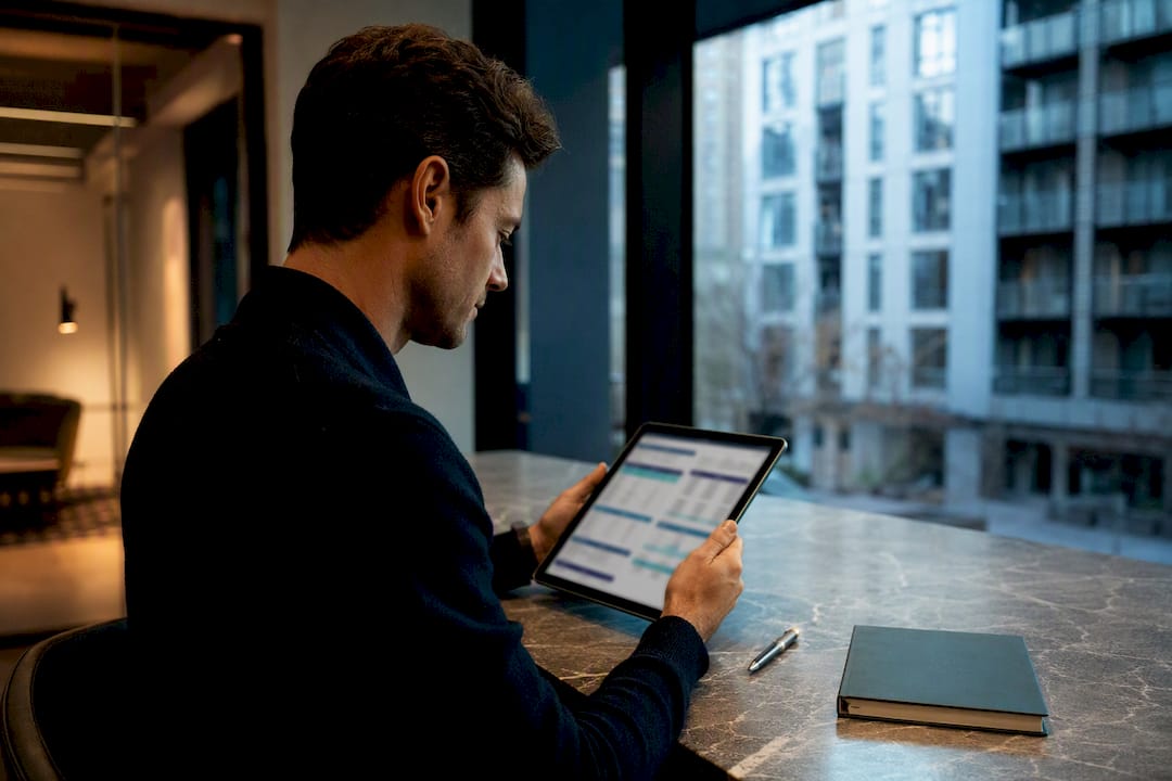 Investor reviewing rental pro forma analysis