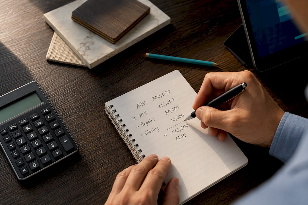 Investor calculating maximum allowable offer