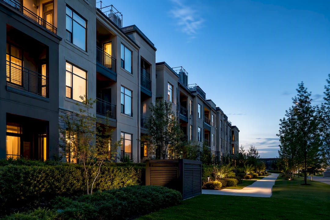 Multifamily property with visible operating infrastructure