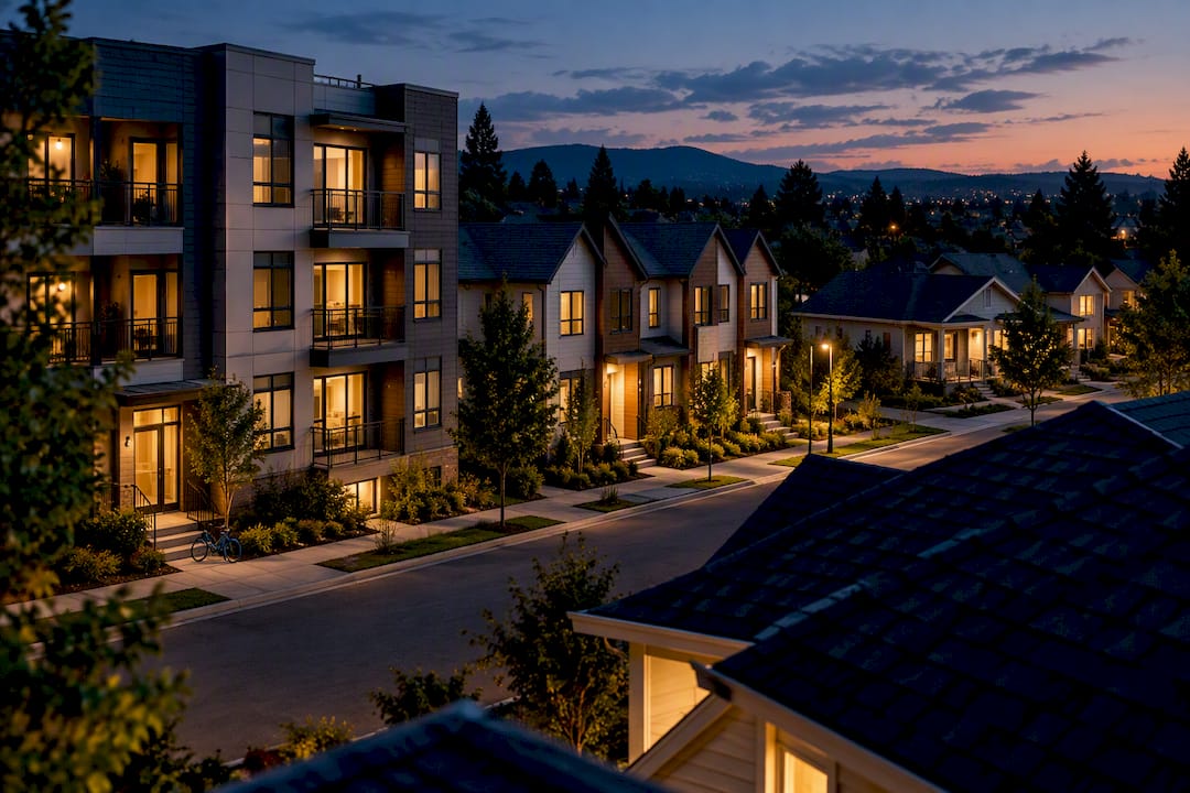 Mixed rental housing viewed from above