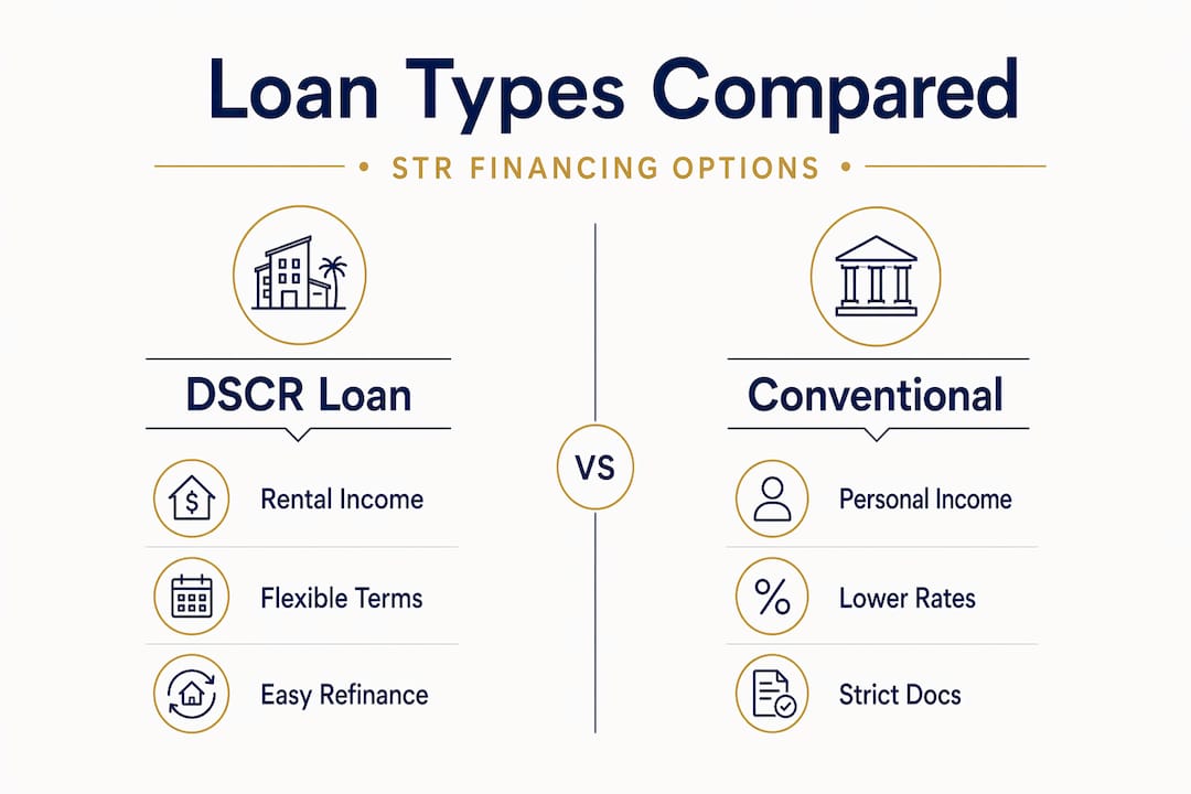 Infographic comparing DSCR and conventional loans
