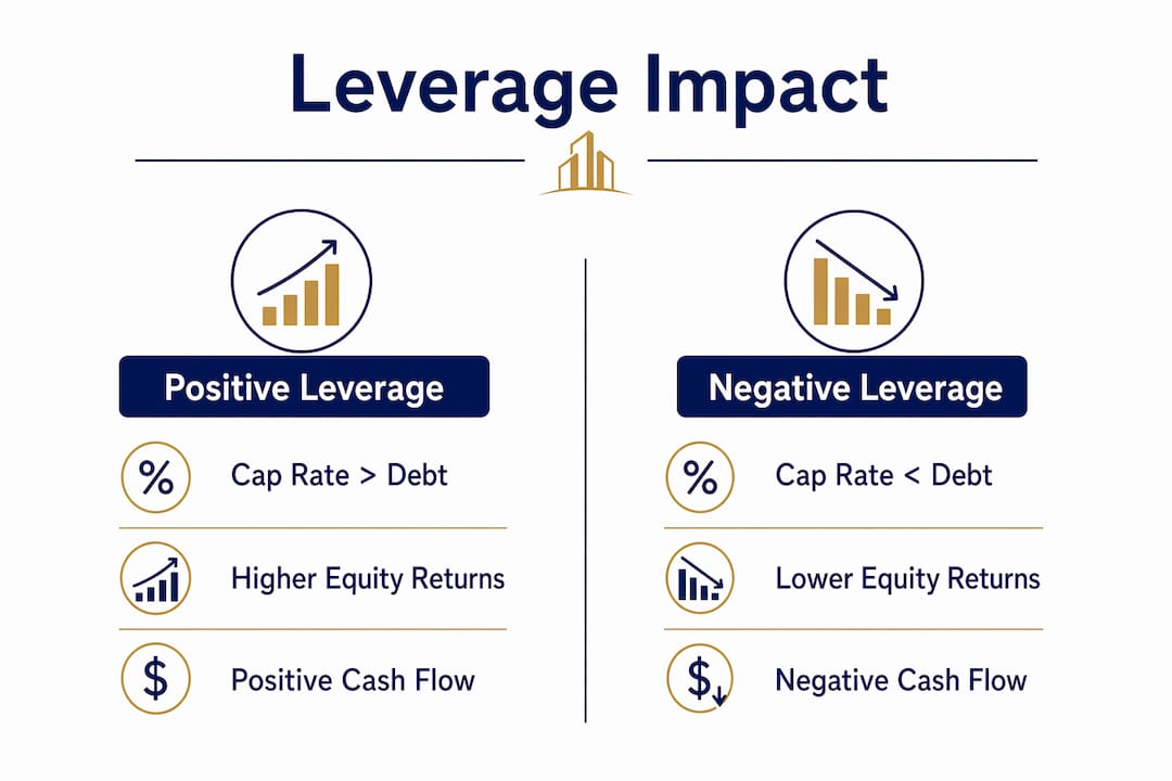 Infographic comparing positive and negative leverage