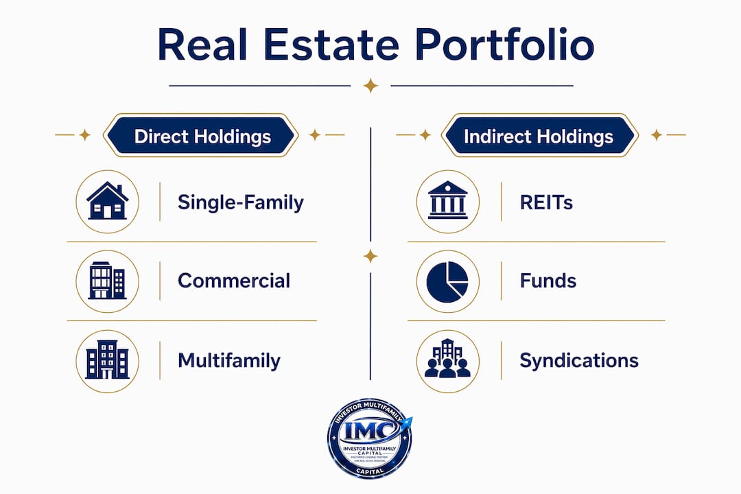 Infographic comparing direct and indirect real estate holdings