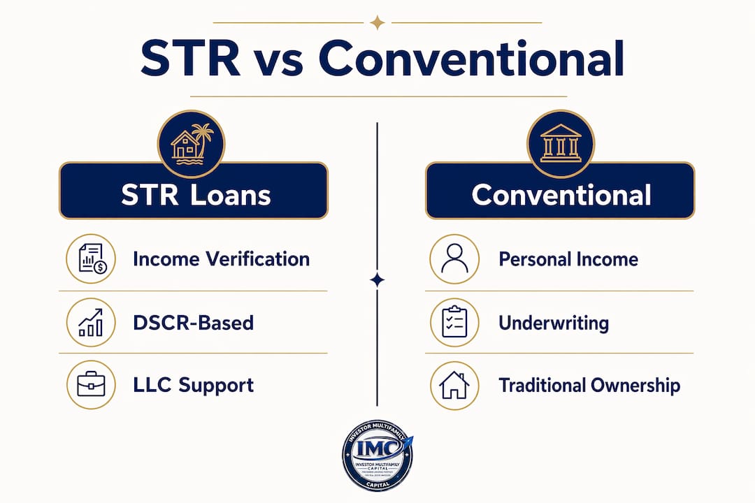 Infographic comparing STR loans to conventional loans