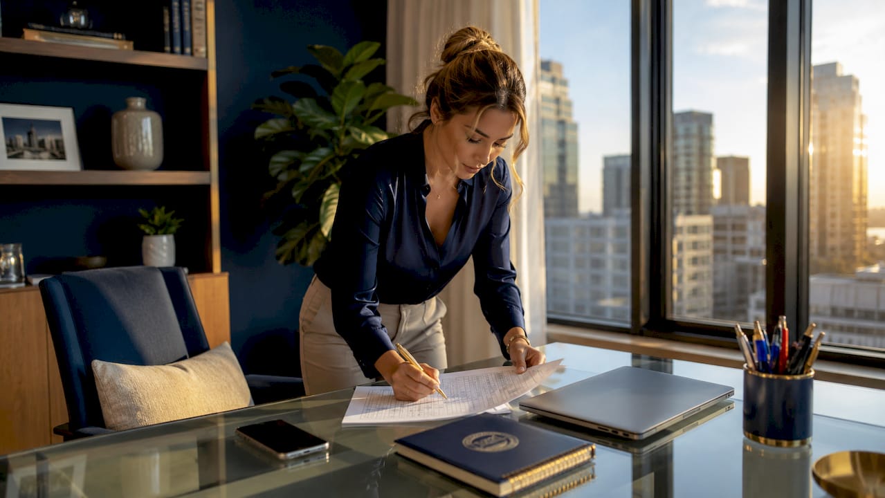 Loan officer reviewing construction loan draw schedule